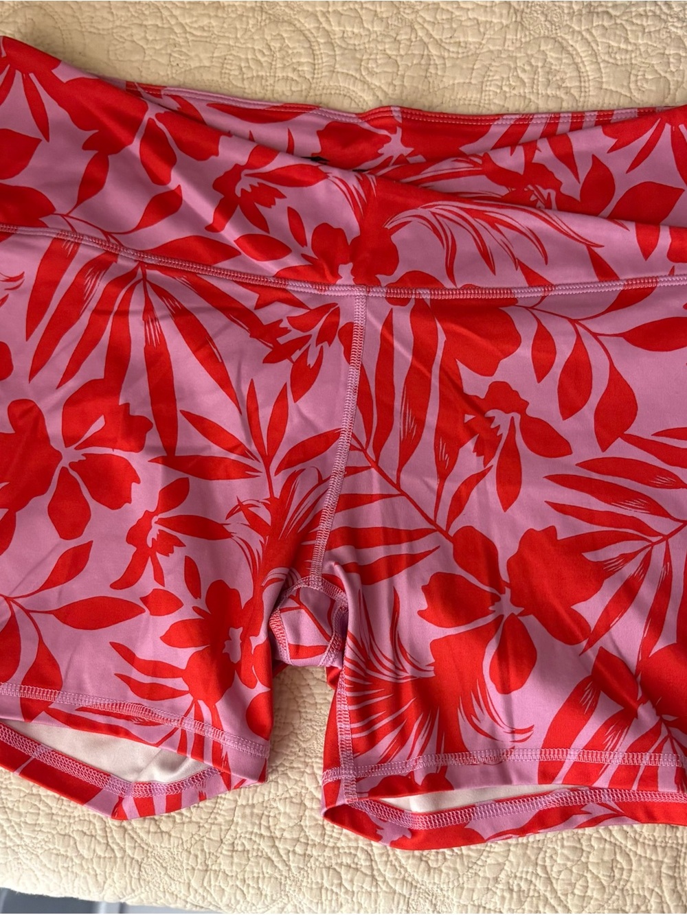 Avia Pink Bike Shorts with Red Floral Print